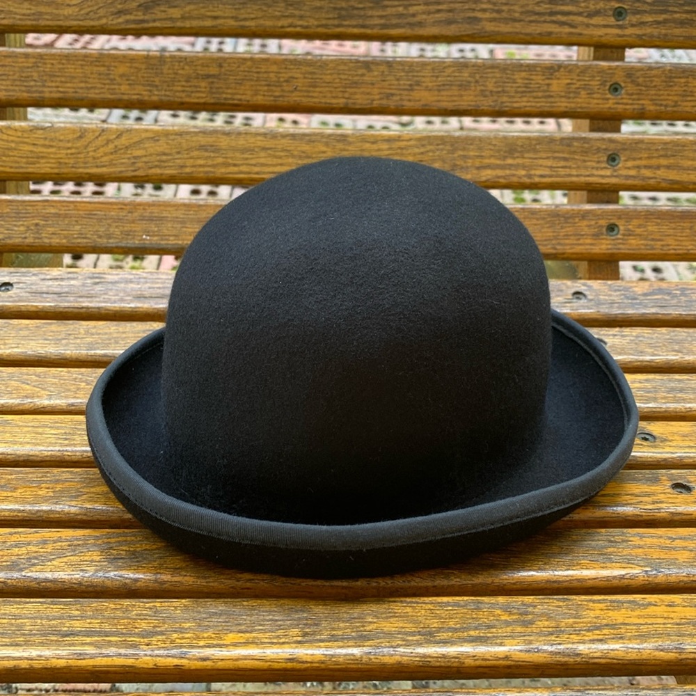 Morris rolled short brim bowler style hat black felt cap 21.5